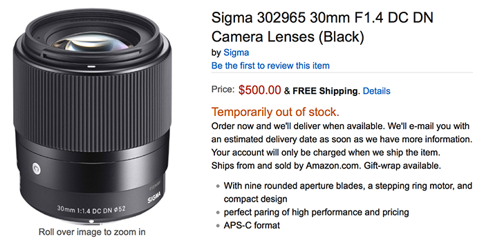 Sigma 30mm f/1.4 Contemporary DC DN Lens (for Sony Alpha E-Mount Cameras) 