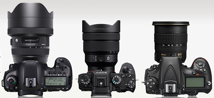Sony 12-24mm FE G lens size comparison with Sigma and Nikon