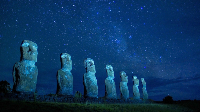 Ahu Akivi Moai in Easter Island, Chile.