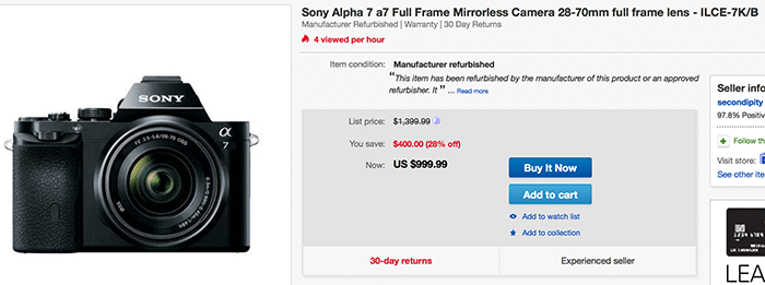 Up to 500 off on refurbished Sony cameras and lenses A7 with