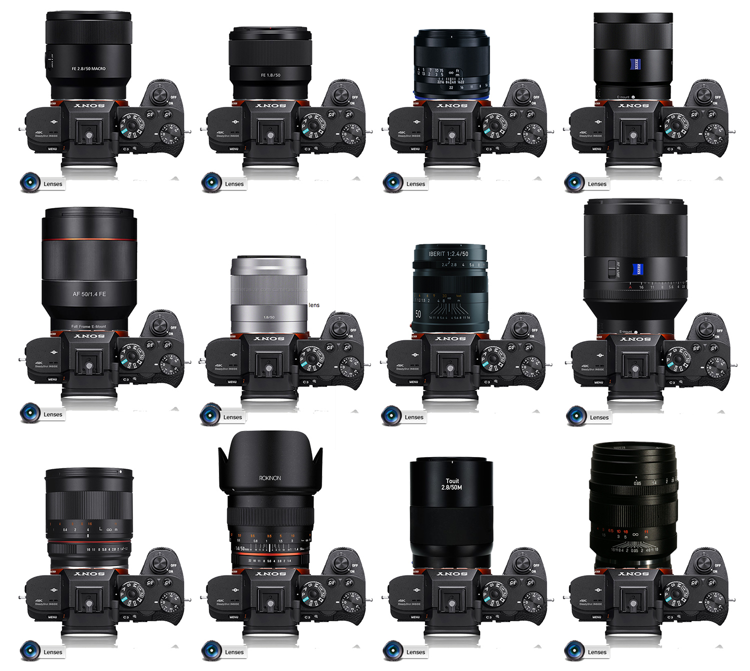Look here: The full Sony 50mm E-mount lens group image! | sonyalpharumors