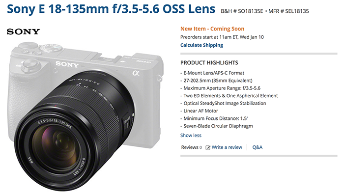 Sony Announces The E Mount 18 135mm F 3 5 5 6 Oss And A New Silver A6300 Sonyalpharumors