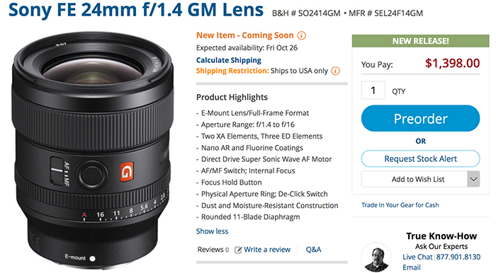 Sony 24mm f/1.4 GM review at Photographyblog: “outstanding wide