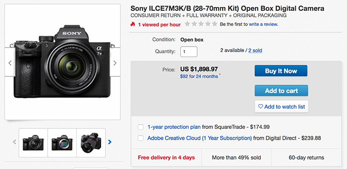 Open Box A7III with kit lens for $1899 only – sonyalpharumors