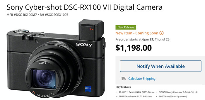 Sony Announces Blazing-Fast RX100 VII