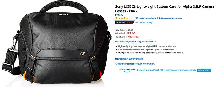 New Prime Day Deal on the official Sony Alpha Camera+Lens Bag ...