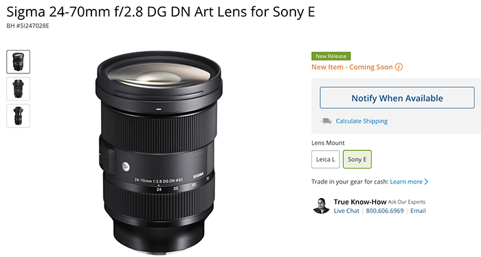 Sigma 24-70mm f/2.8 DG DN Art Lens for Sony E – Design Info