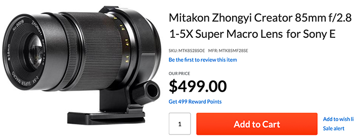You can now have the new Mitakon Zhongyi Creator 85mm f/2.8 1-5X