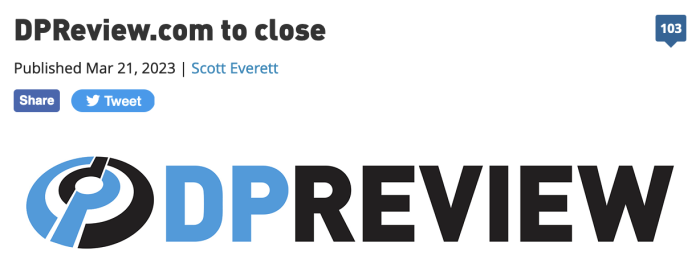Choque: DPReview.com para cerrar!