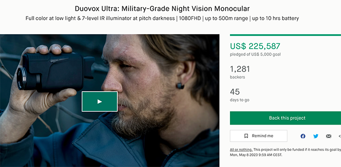 Recién anunciado: Nuevo monocular de visión nocturna de grado ultra militar Duovox con sensor Sony Starvis