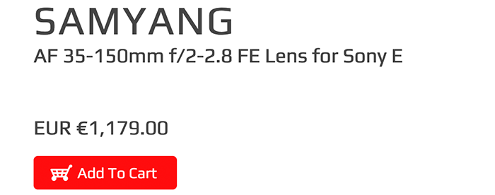 El precio del nuevo objetivo Samyang 35-150mm f/2.0-2.8 es de 1.179,00 €