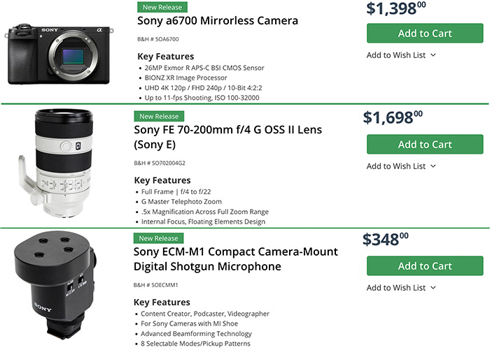 Los pedidos anticipados de EE. UU. ahora están abiertos para el Sony A6700, 70-200 mm GII y nuevo micrófono