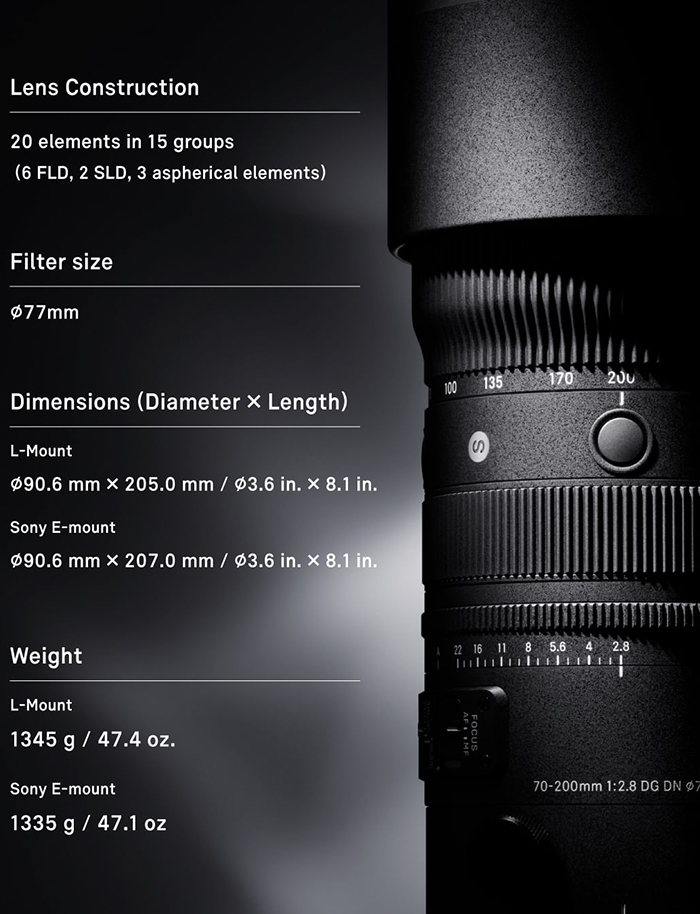 RUMOR: Sigma will announce the new 70-200mm f/2.8 FE lens on October 6 –  sonyalpharumors