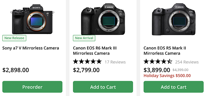 Sony A7 V ranked as best-selling mirrorless camera on B&H Photo’s chart